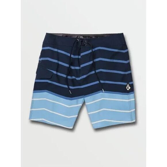 Volcom Men's Mod Tech 19” Boardshort Swim Trunk size 29 blue stripe - Picture 1 of 7